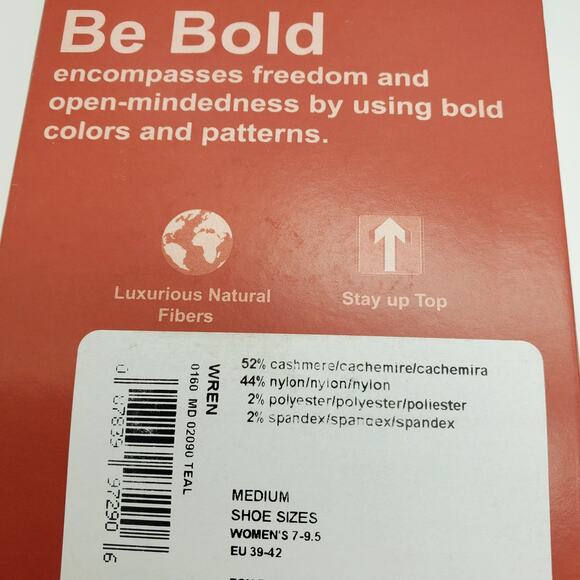 B.Ella 52% Cashmere Wren Crew Socks TEAL Women's 7-9.5 M Cozy Warm Luxury - Picture 4 of 4